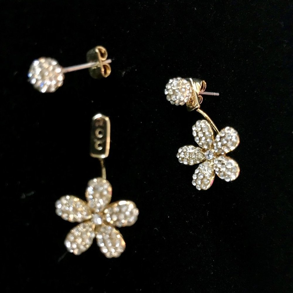 New 14k Gold Plated CZ Flower Earrings